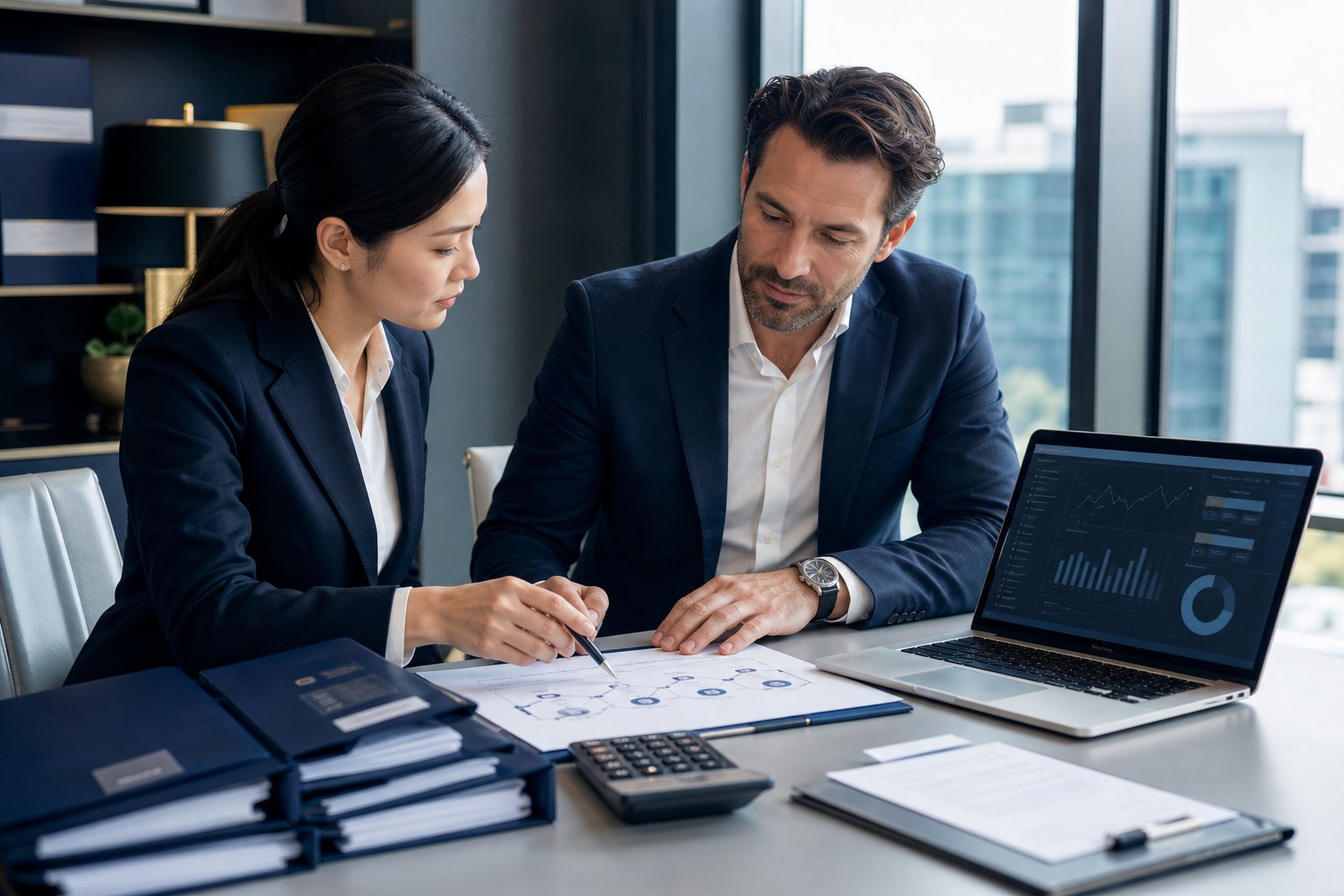 Finance adviser preparing corporate banking and payment operations