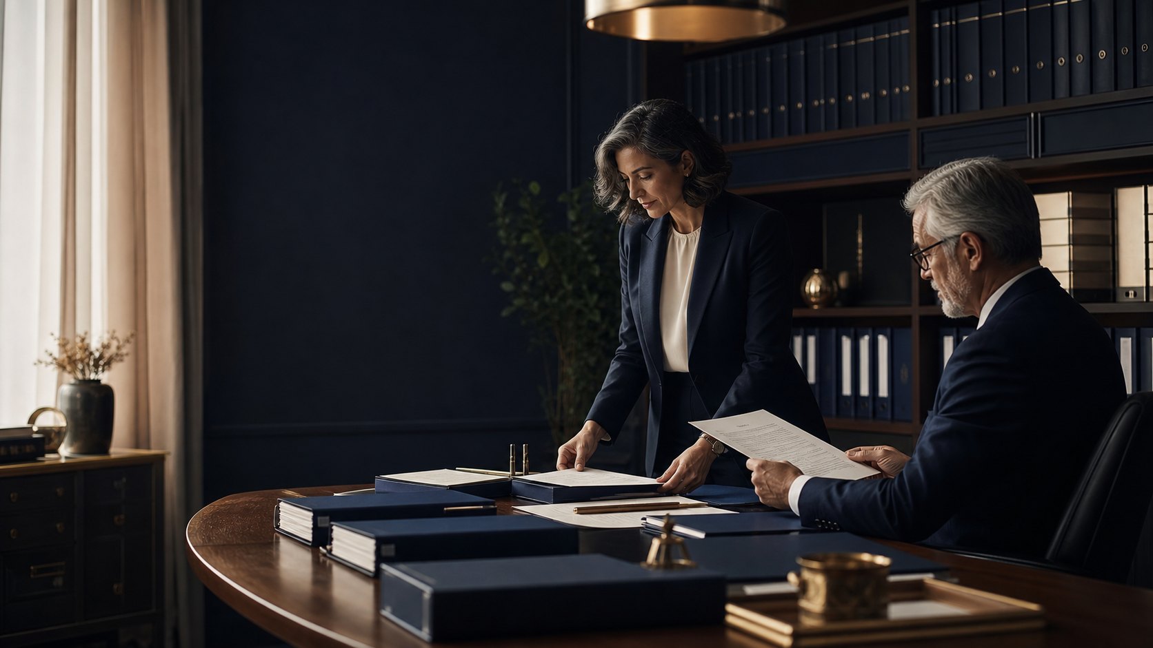 Company secretary organising board records and statutory registers