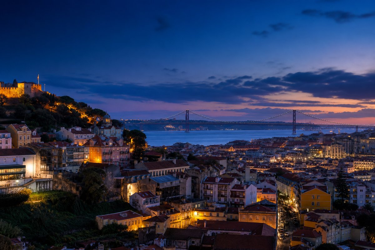 Lisbon cityscape and waterfront in Portugal