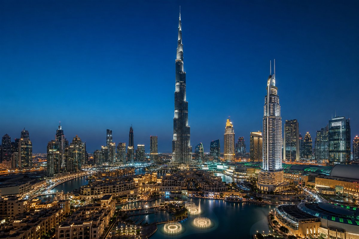 Burj Khalifa and the Dubai skyline in the United Arab Emirates