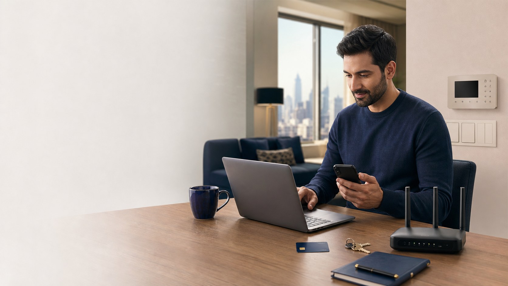 New resident activating banking and home connectivity