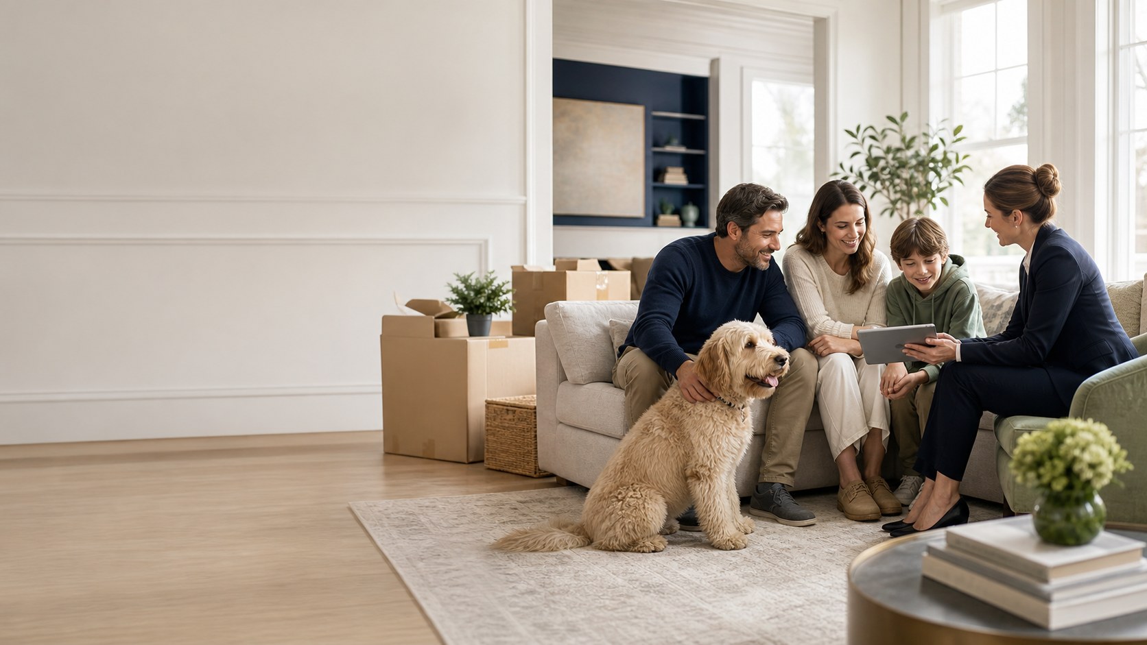 Family and pet receiving household concierge support