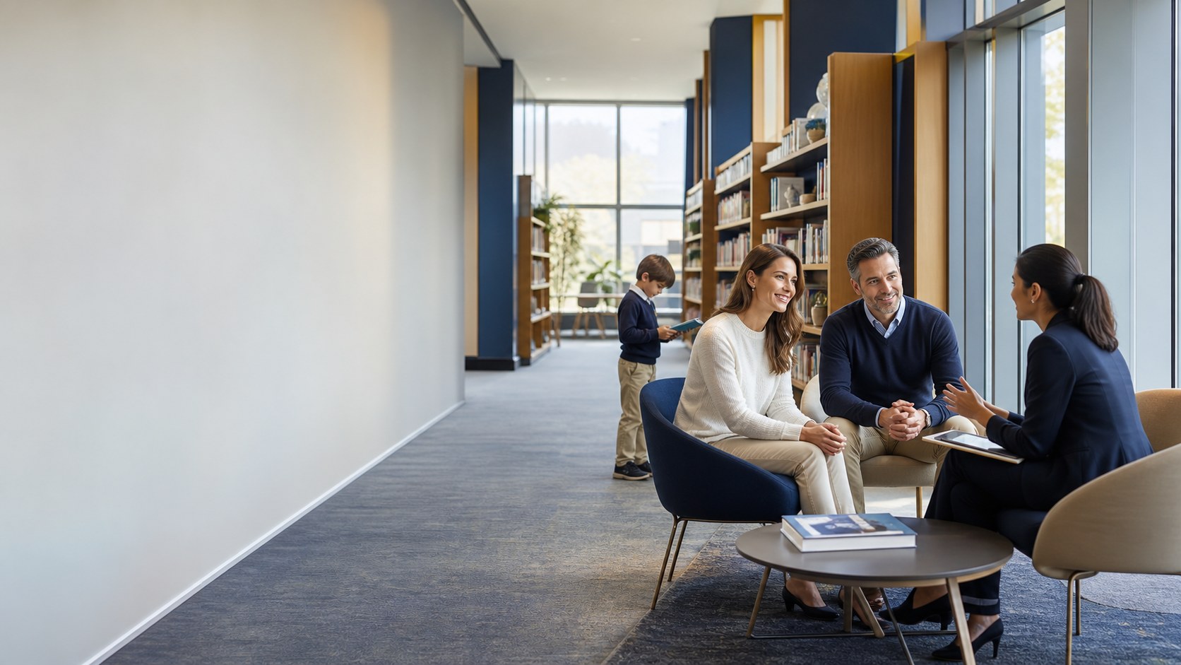 Parents meeting a school admissions adviser