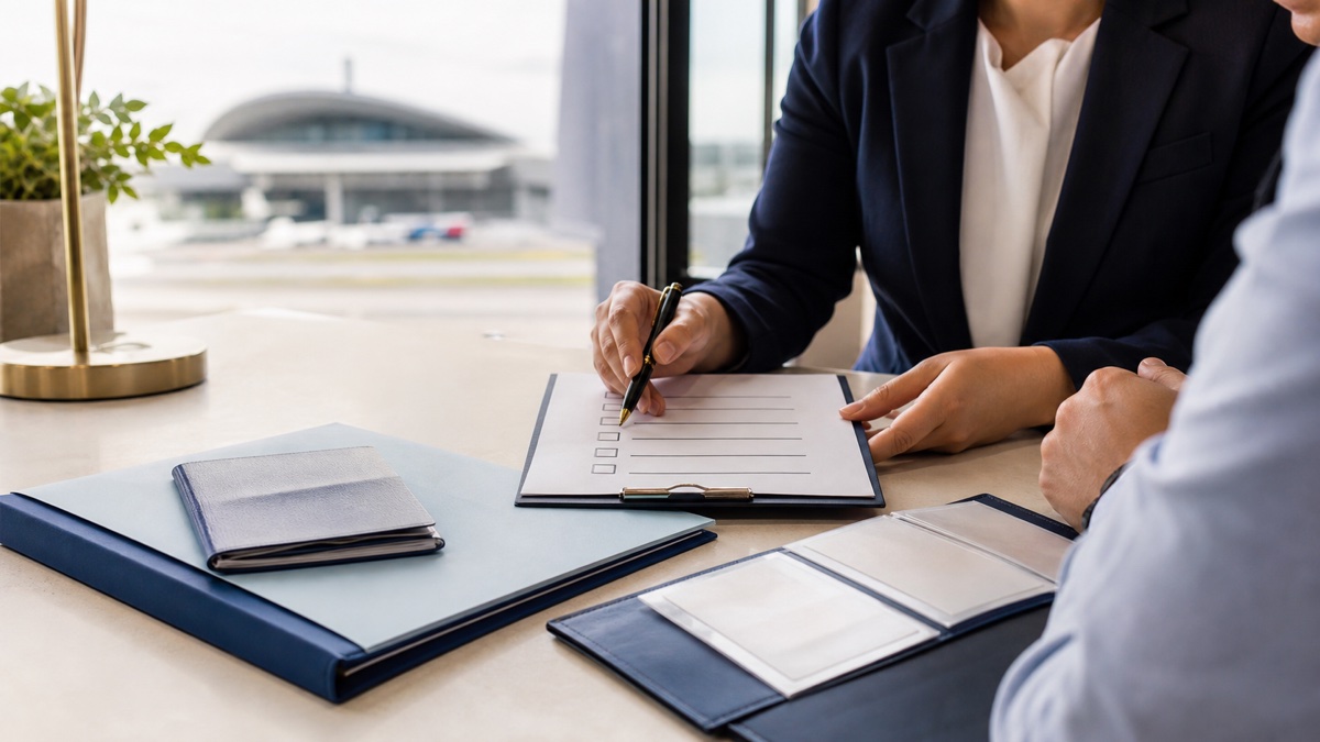Adviser preparing an international immigration and residence planning checklist